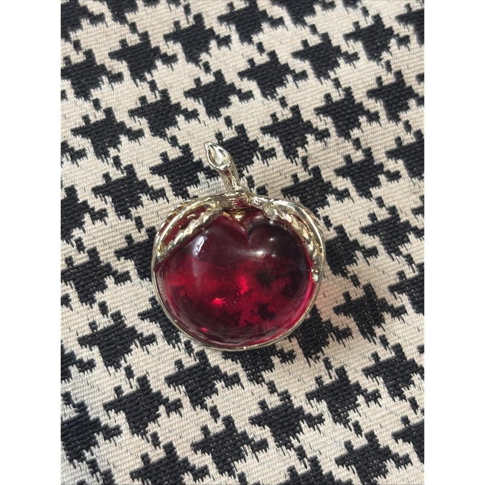 Vintage Signed Sarah Coventry Red/pink Jelly Belly Cherry Apple Brooch Lapel Pin